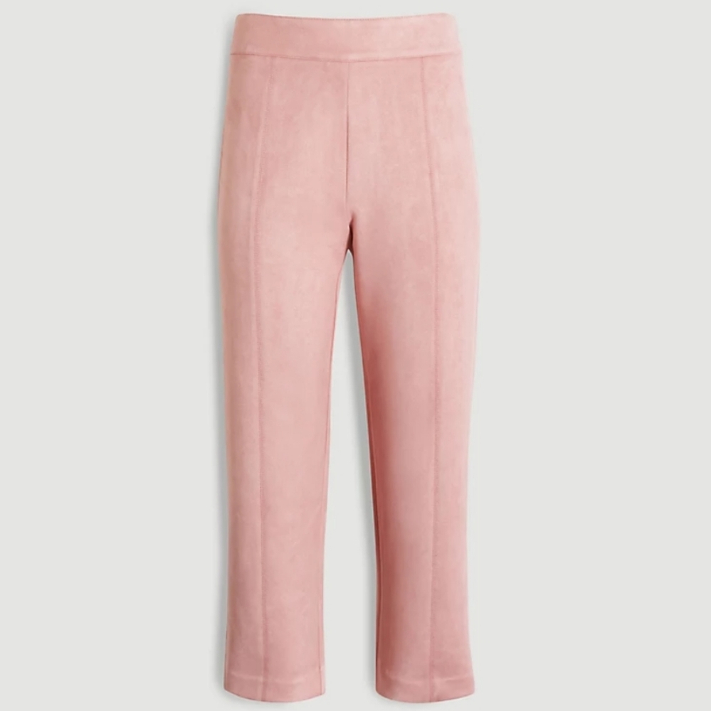 Ann Taylor Petite Blush Pink Faux Suede Size 2P NEW Cropped Straight Leg Pants - Picture 4 of 12